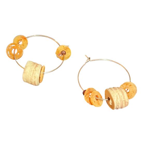 Boho Hoop Earrings with Earth-Tone Beads – Handmade Look, Lightweight - Picture 3 of 4